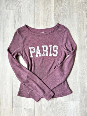 Pink Republic Paris Long-Sleeve Top Purple Size Medium